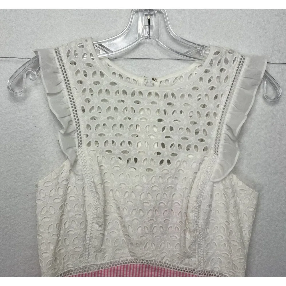 Lilly Pulitzer Maya Shift Dress White & Pink‎ Seersucker Size 0 NEW - Picture 2 of 12